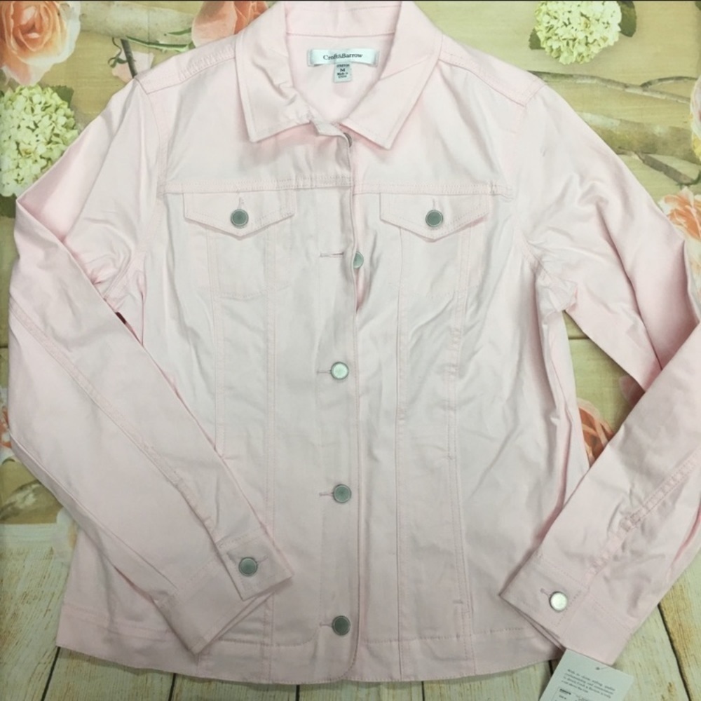 Women's croft & barrow pink twill jacket NWT